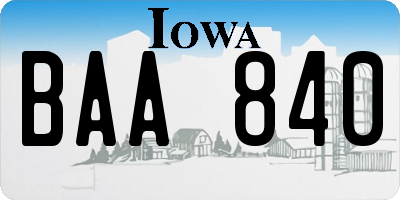 IA license plate BAA840
