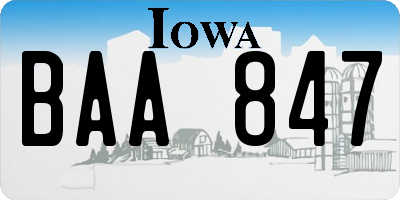 IA license plate BAA847