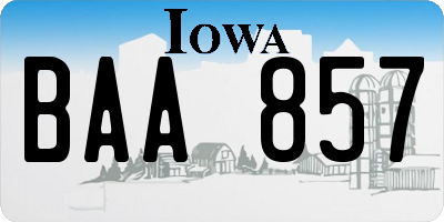 IA license plate BAA857
