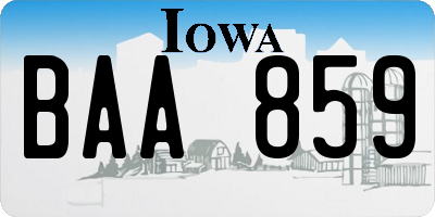 IA license plate BAA859