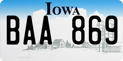 IA license plate BAA869