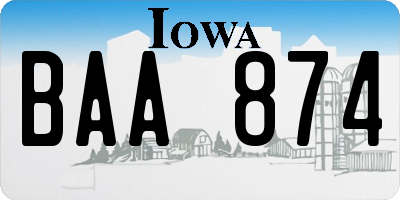 IA license plate BAA874