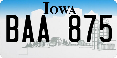 IA license plate BAA875