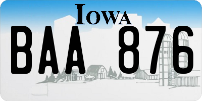 IA license plate BAA876