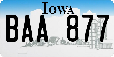 IA license plate BAA877