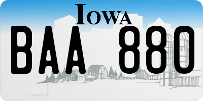 IA license plate BAA880