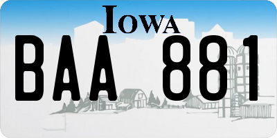 IA license plate BAA881