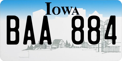 IA license plate BAA884