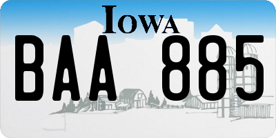 IA license plate BAA885