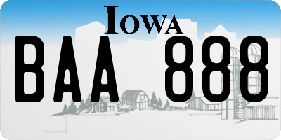 IA license plate BAA888