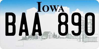 IA license plate BAA890