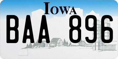 IA license plate BAA896