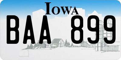 IA license plate BAA899