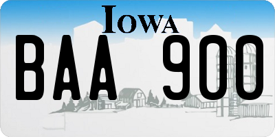 IA license plate BAA900