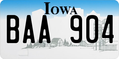 IA license plate BAA904