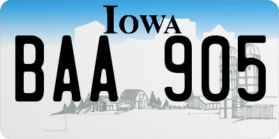 IA license plate BAA905