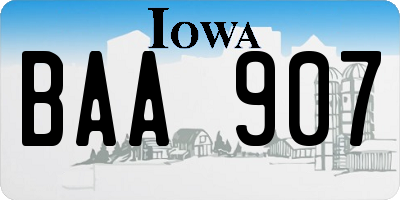 IA license plate BAA907