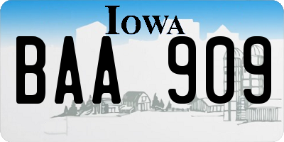 IA license plate BAA909