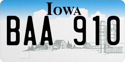 IA license plate BAA910