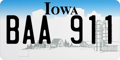 IA license plate BAA911