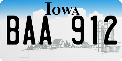 IA license plate BAA912