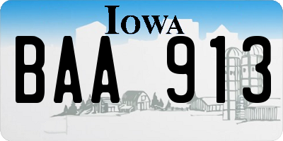 IA license plate BAA913