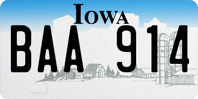 IA license plate BAA914