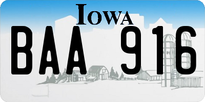 IA license plate BAA916