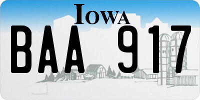 IA license plate BAA917
