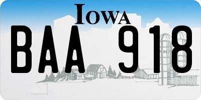 IA license plate BAA918