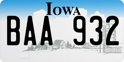 IA license plate BAA932