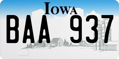 IA license plate BAA937