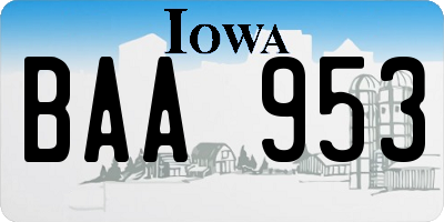 IA license plate BAA953
