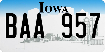 IA license plate BAA957