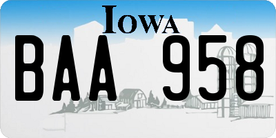 IA license plate BAA958