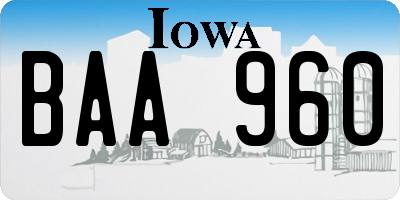 IA license plate BAA960