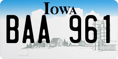 IA license plate BAA961