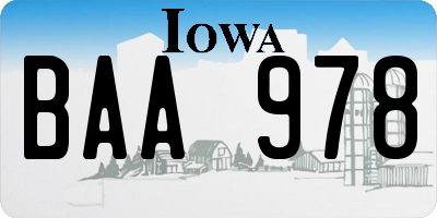 IA license plate BAA978