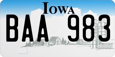 IA license plate BAA983