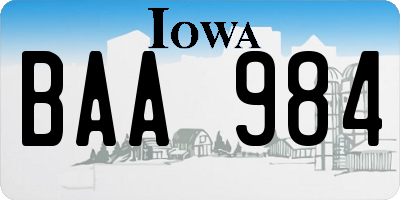 IA license plate BAA984