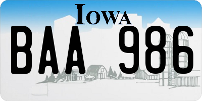 IA license plate BAA986