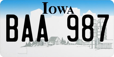 IA license plate BAA987