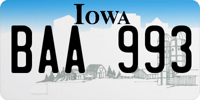 IA license plate BAA993