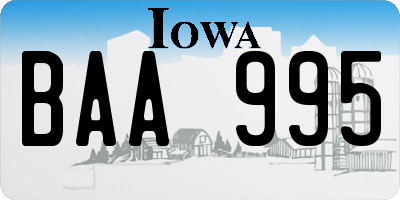 IA license plate BAA995