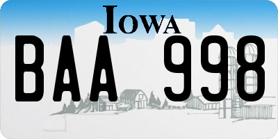 IA license plate BAA998