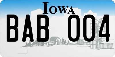 IA license plate BAB004