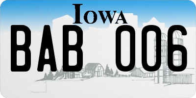 IA license plate BAB006