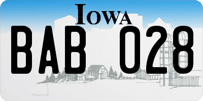 IA license plate BAB028