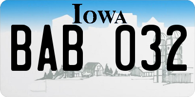 IA license plate BAB032