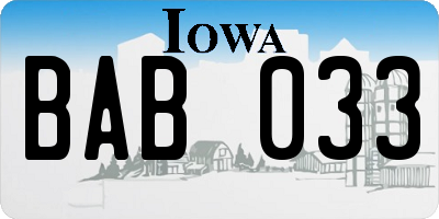 IA license plate BAB033